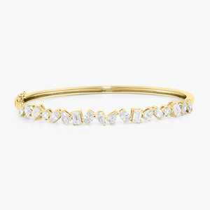Custom Multi Shape Lab Grown Diamond <b>Cuff</b> Bangle <b>Bracelets</b> Minimalist Modern Luxury Everyday Wear Jewelry IGI 14K 18K Solid Gold - Product Image 1