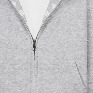 Sudadera con capucha gris jaspeado premium con cremallera y forro de capucha con monograma impreso - Chaqueta de algodón de alta calidad estilo streetwear - Product Image 6