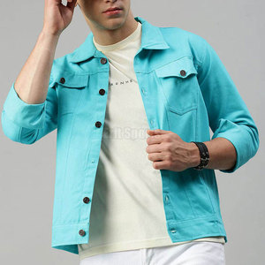 Classic Style Breathable & Eco-Friendly Jeans Jacket for Men 100% Cotton Casual Outerwear Winter Jacket Front Logo Low Price - Product Image 4