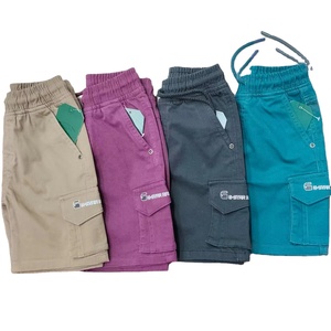 Pantalon court 100% coton pour garçon 4-10 ans Short de poche élastique décontracté avec décoration à motif pour l'impression globale - Product Image 2