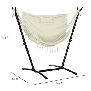 Per una sedia amaca da Patio bianco color crema con supporto da esterno con altalena da esterno con tasca laterale e poggiatesta - Product Image 3