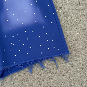 Shorts personnalisés pour hommes bleu roi avec strass, effet délavé, taille à cordon, style streetwear, mélange de coton, bas décontractés d'été - Product Image 6