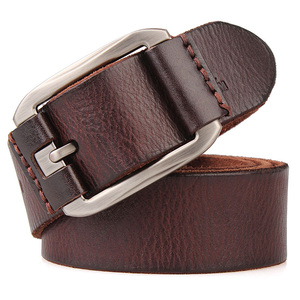 Cinturón de Cuero Genuino Vintage de Grano Completo con Hebilla de Aleación de Zinc de Alta Calidad para Hombre, Ligero, Duradero e Impermeable, 3.5cm de Ancho - Product Image 1