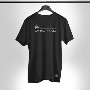 เสื้อยืดคอกลมแขนสั้นสีดำสำหรับผู้ชาย พิมพ์ลาย Be Original ทรงปกติ สไตล์ลำลอง ผ้าโพลีเอสเตอร์เจอร์ซีย์ถัก 100% ระบายอากาศได้ดี - Product Image 1