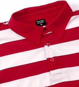 เสื้อยืดโอเวอร์ไซส์ลายทางผ้าฝ้ายสำหรับผู้ชาย ออกแบบโลโก้ได้ตามต้องการ เสื้อกอล์ฟลำลอง ดีไซน์เรียบง่าย สวมใส่สบาย ทันสมัย ใช้งานได้หลากหลาย - Product Image 3