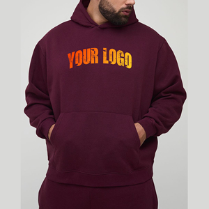 Sweat-shirt unisexe bordeaux à col rond, logo personnalisé imprimé en relief, 100% coton, coupe ample, vêtements décontractés d'hiver - Product Image 1