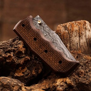 Cuchillo Plegable Estilo Tanto de Acero de Damasco Hecho a Mano, Cuchillo de Bolsillo Afilado como una Navaja con Perilla de Pulgar y Bloqueo Liner Lock, Cuchillos Plegables OEM Personalizables - Product Image 5