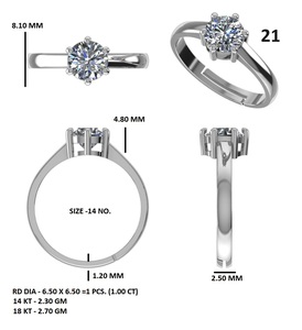 Anillo de Compromiso con Diamante Cultivado en Laboratorio, Corte Brillante Redondo de 1 Quilate, Oro Sólido de 14K, Engaste de Puntas, Joyería para Mujer - Product Image 6