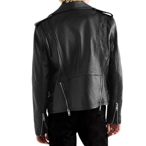 Chaqueta de Motocicleta Negra Personalizada para Hombre, Invierno, Forro de Piel de Oveja, Transpirable, Cierre de Cremallera, Tejido de Lana con Procesamiento de Adhesión - Product Image 2