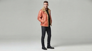 Men Warm Shearling Jacket Fur Collar Casual Winter Jacket Long Sleeve Zip Up Outerwear Custom Design - Product Image 2
