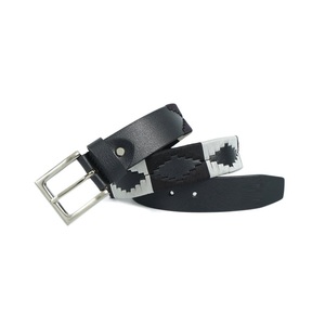 Ceinture Polo en Cuir Véritable Faite à la Main, Motif Tressé Multicolore, Boucle à Ardillon, Unisexe, Taille Personnalisée, Services OEM Disponibles en Gros - Product Image 1