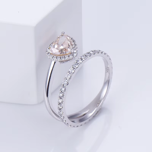 IGI <b>pink</b> Classic Gift Band Lab Diamond Ring 1ct Heart Lab Diamond 18k Gold Ring Engagement Wedding Band Rings - Product Image 6