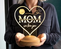 Veilleuse en bois pour la fête des Mères - Design animalier 3D style art populaire - Cadeau décoratif pour les femmes - Décoration LED pour la maison