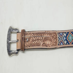 Cinturón de cuentas occidental de cuero de vaca genuino de lujo diseño floral tallado a mano al mejor precio para hombres y mujeres al por mayor personalizado - Product Image 6