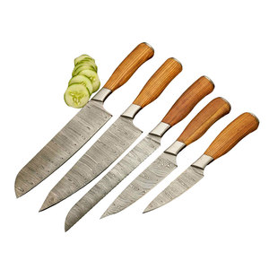 Lightweight Handmade Solid Color 67-Layer Damascus Steel Chef <b>Knives</b> <b>Set</b> with Wood Handles Factory Direct Supply - Product Image 1