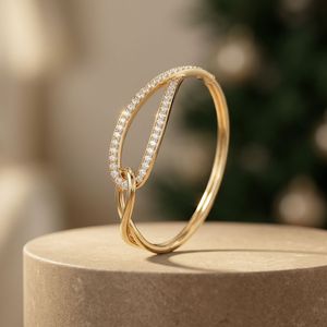 Premium <b>infinity</b> inspired diamond <b>bracelet</b> featuring brilliant round stones luxury bridal and fashion jewelry - Product Image 1