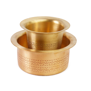 Ensemble traditionnel sud-indien de Dabara et de Tumbler en laiton, 150 ml, finition mate, style Kumbakonam, tasse à café filtre avec accessoires assortis - Product Image 4