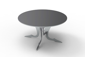 โต๊ะรับประทานอาหารทรงกลมทันสมัย ทำจากโลหะขัดเงา พร้อมฐานรูปทรงคลื่นแบบออร์แกนิก สำหรับห้องรับประทานอาหารสุดหรู - Product Image 4
