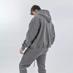 Sweat à capuche personnalisé pour homme, 100 % coton tricoté, épais, uni, coupe oversize, écoresponsable, pour le jogging, épaules tombantes, 3D - Product Image 5