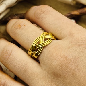 New Arrival Women's Boho Braided Brass <b>Ring</b> 18K Gold Plated Tribal Woven Knot Design Wedding <b>Statement</b> <b>Ring</b> Wholesale/OEM/ODM - Product Image 1