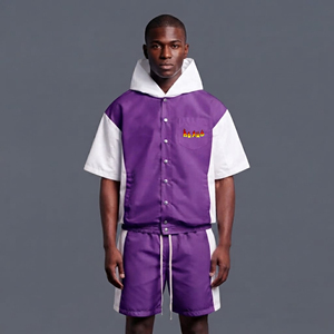 Conjunto Deportivo de Verano Ecológico para Hombre, Chaqueta Cortavientos de Algodón de Peso Medio y Pantalones Cortos, Ropa Deportiva Transpirable de Secado Rápido - Product Image 4