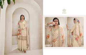 Traje Gharara de seda Chinon de diseñador con bordado de varios hilos, Jari & Sequence Work, con una Dupatta pesada para un aspecto real - Product Image 4