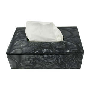 Boîte à mouchoirs moderne en résine noire avec un design élégant en spirale, couvercle en plastique, accessoire de décoration pratique pour la maison - Product Image 6