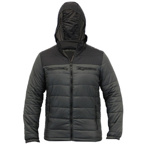 Chaqueta Acolchada con Capucha para Hombre, Negra, Cortavientos, Informal, de Color Sólido, Relleno de Poliéster, Cierre de Cremallera, Corte Regular, para Invierno - Product Image 2