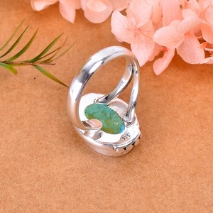 Magnesite Turquoise Ring 925 Sterling <b>Silver</b> Adjustable Handmade Gemstone Jewelry Luxury Statement Ring - Product Image 5