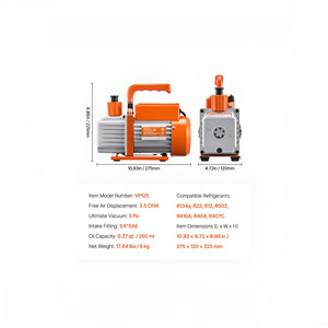 ปั๊มสุญญากาศแบบใบพัดหมุนเดี่ยวสำหรับระบบ HVAC ขนาด 3.5 CFM พร้อมชุดเกจวัดแรงดัน AC รุ่น H สำหรับชุดเกจวัดปั๊มน้ำยาแอร์ - Product Image 1