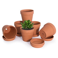 Pot de fleurs en terre cuite classique orange pour intérieur, écologique, respirant, durable, pour cactus et succulentes, usage domestique, 2 pots de 10 pouces