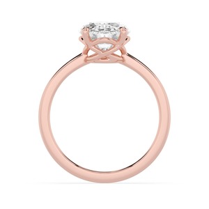 Anillo Solitario Moderno con Diamante Cultivado en Laboratorio de Corte Ovalado, con una Delicada Banda Lisa y un Centro de Cuatro Puntas - Product Image 2