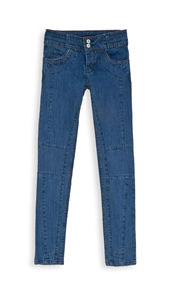 Pantalones vaqueros de mezclilla ajustados de moda para mujer, jeans azules lavados de talla grande, pantalones acampanados para mujer, pantalones vaqueros con logo personalizado en venta - Product Image 3