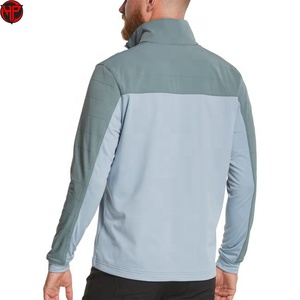 Sudadera de golf de punto para hombre, transpirable, de malla, con cremallera de un cuarto, manga larga, con bloques de color, informal, deportiva, con logo frontal - Product Image 4