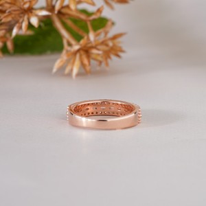 Elegante anillo de doble hilera de diamantes en oro rosa para mujer, regalo de lujo para boda, compromiso o aniversario, joyería fina. - Product Image 5