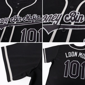 Anti-Bacterial OMMiZ Top Quality OEM 1.1 Custom Print Knitted <b>WoMen</b> Custom Black Black-Gray Authentic Button Up Baseball Jersey - Product Image 4