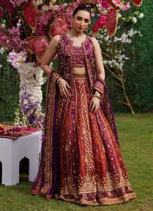 <b>Block</b> <b>Printed</b> Silk Lehenga Choli Set Modern Design Floor-Length Regular Fit All Seasons Women's Wedding Party Handmade Wrinkle - Product Image 4