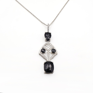Conjunto de Pendientes y Colgante de Plata de Ley 925 con Ónix Negro Natural y Espinela Negra, Chapado en Rodio, Joyería Fina OEM ODM - Product Image 4