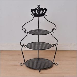 Crown Shape Black Metal <b>Cake</b> <b>Stand</b> <b>3</b> <b>Tier</b> Round Dessert Display Handmade Metal <b>Stand</b> for Home Decoration Events - Product Image 1