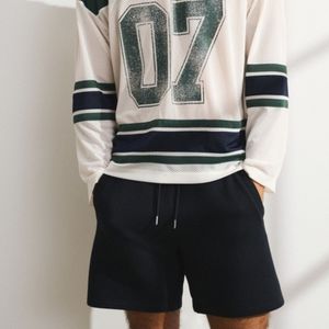 Custom Men Rib Knit Shorts <b>Elastic</b> Waist Drawstring Casual Sweat Shorts OEM ODM Wholesale Private Label Manufacturer Co - Product Image 2