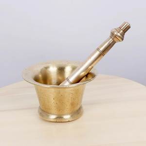 Premium Heavy Brass Mortar <b>And</b> Pestle <b>Set</b> For Grinding <b>Spices</b> <b>Herbs</b> Seeds <b>And</b> Ayurvedic Medicine Preparation - Product Image 4