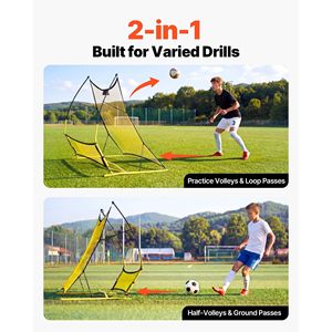Rete da Calcio Rimbalzante 2-in-1 per Bambini con Pali in Fibra di Vetro Rinforzati e Tubo in Ferro per Allenamento Individuale di Passaggi - Product Image 3