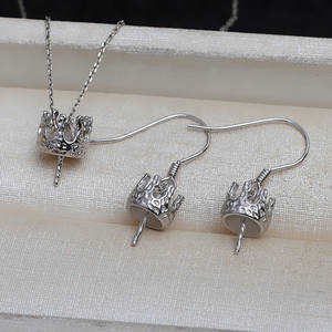 Pendentif couronne stéréoscopique baroque en argent S925, ensemble de crochets d'oreille, accessoires de bricolage, plateau vide en forme de perle 9-14, apprêts de bijoux - Product Image 5