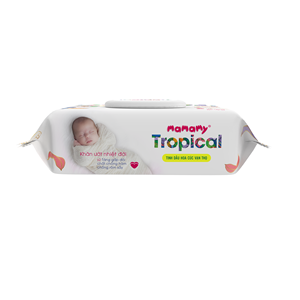 Lingettes humides non tissées 200x150mm, 80 pièces, MAMAMY TROPICAL, 100% naturelles, sûres, protection contre les érythèmes, pour le soin délicat de la peau et le nettoyage des bébés - Product Image 1