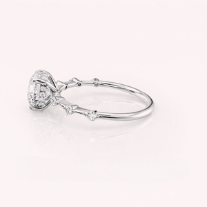 IGI Certified Round Cut Lab Grown Diamond Engagement <b>Ring</b> Solid 925 Sterling <b>Silver</b> Round Accent Diamond Bridal <b>Ring</b> - Product Image 4