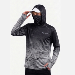 เสื้อฮู้ดดี้ตกปลาแขนยาวลายพรางพิมพ์ลายป้องกันรังสียูวี UPF50 สำหรับผู้ชาย ผลิตตามสั่งขายส่ง ผลิตจากโพลีเอสเตอร์ 100% กันน้ำ กันลม - Product Image 5
