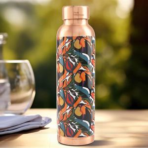 Botella de agua de cobre Toucan Tropics con estampado de pájaros exóticos de la selva, botella reutilizable para el hogar, oficina, viajes, uso diario - Product Image 1