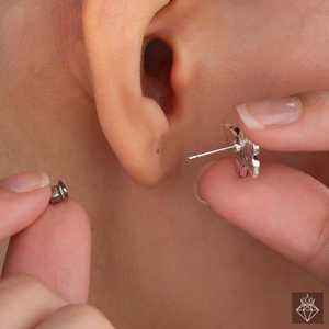 COMBO de plata alemana Tres pares de pendientes de tuerca de moda Hoja Flor Mariposa Diseño PRAO - Product Image 1