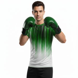 Men's Green Gradient Quick Dry <b>Compression</b> <b>Shirt</b> Short Sleeve Sublimation Print Sport Top - Product Image 1