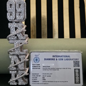 Pendentif Lettre Hip Hop en Argent 925 Entièrement Sertie de Diamants Moissanite VVS Personnalisé avec Nom - Product Image 5